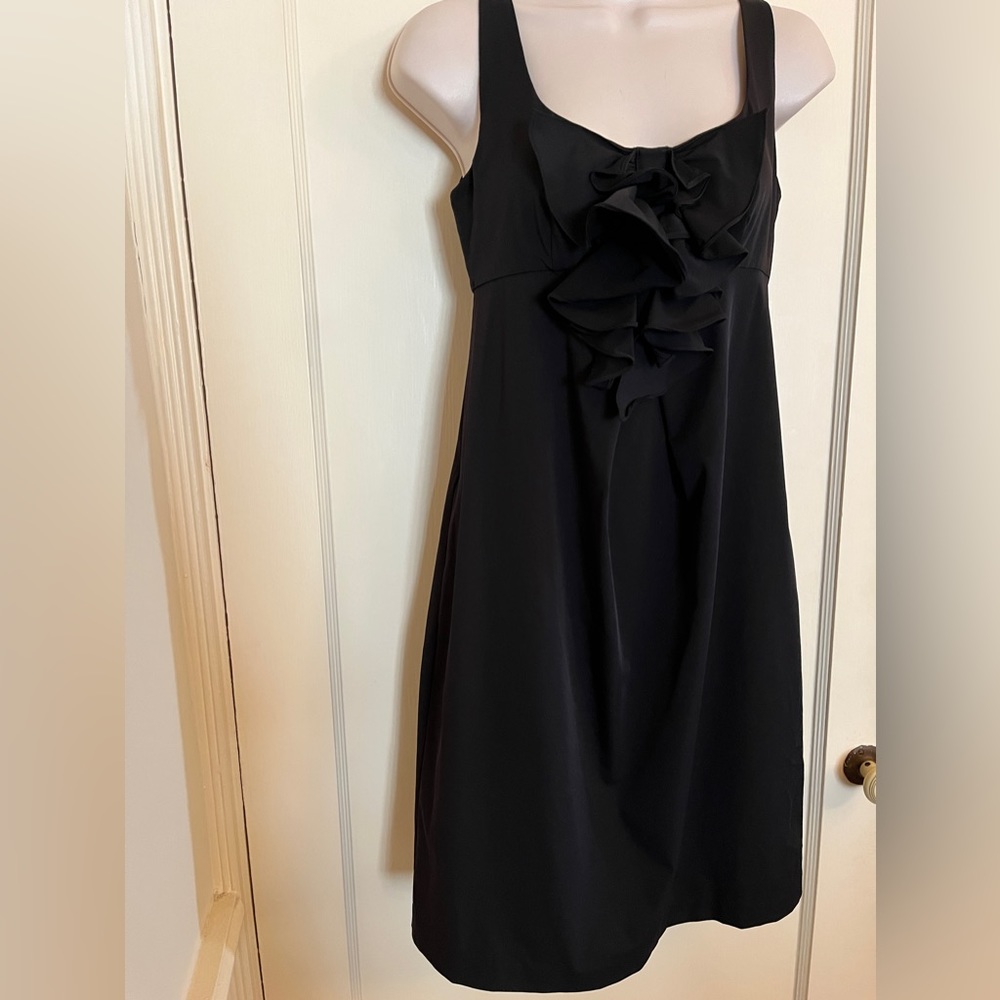Diane von Furstenberg Black Dress with Ruffled Front NWT